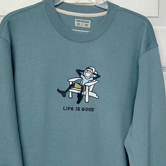 Life Is Good Crewneck Blue Sweatshirt Sz L - Picture 2 of 5
